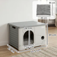 PawHut Cat House Stackable Pet Shelter with Removable Cushion for Indoor Outdoor Use Grey(m-3)