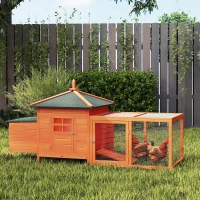 PawHut Gallinero de Madera Exterior Jaula para Gallinas con Nidos Corral Bandeja Extraíble Tapa Abatible 196x76x97 cm Naranja(m-8)