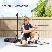 SPORTNOW Canestro Basket a 6 Altezze Regolabili con Base Riempibile e Rotelle, in PE, Acciaio e Poliestere, Nero(m-6)