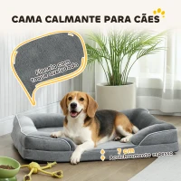 PawHut Cama para Cães com Base Antiderrapante Capa Lavável 91,5x68,5x16,5 cm Cinza(m-4)
