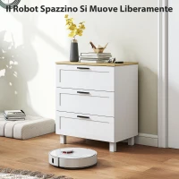 HOMCOM Cassettiera 3 Cassetti Moderna in Legno, 60x38x71 cm, Bianca e color Legno(m-5)