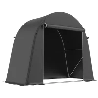 Outsunny Tenda Garage per Biciclette e Attrezzi con Ingresso a Cerniera, in PE e Metallo, 245x120x200 cm, Grigio Scuro(m-10)