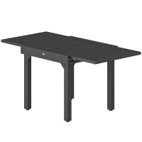 Outsunny Tuintafel Uitschuifbaar 80/160 x 80 cm Aluminium Eettafel voor 4-6 Personen, Rechthoekig met Lamellenblad(m-10)