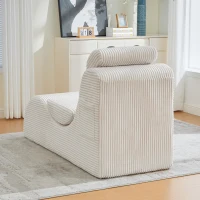 Moderner Freizeit-Sessel mit ergonomischer Rückenlehne, abnehmbarem Sitzkissen und Seitentasche, 160 x 66 x 90 cm, Beige(m-6)