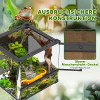 PawHut Glas-Terrarium für Reptilien, erhöhter & wasserdichter Boden, Knopfschloss(m-6)
