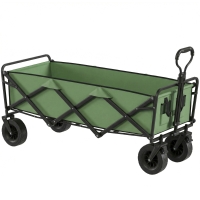 Outsunny Carrello da giardino pieghevole 130 L con freni e manico regolabile, Verde