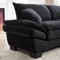 Modernes 2-Sitzer-Stoffsofa, für Wohnzimmer/Schlafzimmer/Büro, 224 x 81 x 81 cm, Schwarz(m-6)