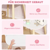 AIYAPLAY Kinder Schminktisch Set Frisiertisch mit Hocker Spiegel Schubladen Kleiderstangen für 3-8 Jahre 56 x 38 x 87,8 cm Weiß(m-6)