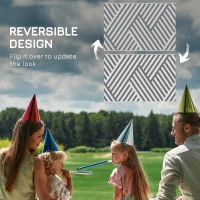 Outsunny Dywan zewnętrzny z możliwością odwrócenia, wodoodporny, w paski, 182x274cm, Szary/Beż(m-7)