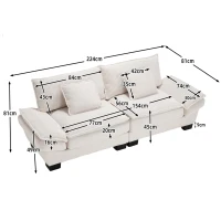Modernes 2-Sitzer-Stoffsofa, für Wohnzimmer/Schlafzimmer/Büro, 224 x 81 x 81 cm, Beige(m-3)