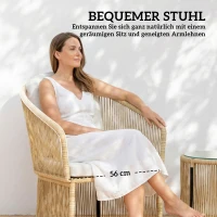 Outsunny Rattan-Bistro-Set, 3-teiliges Gartenmöbel-Set mit rundem Glastisch, Sesseln und Kissen, Cremeweiß(m-6)