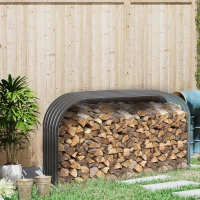 Outsunny Firewood Rack Wood Rack, weather-resistant, Steel, 212 cm x 46 cm x 112 cm, Gray(m-10)