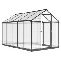 Outsunny Serre de jardin en aluminium polycarbonate, serre avec fenêtres supérieures réglables 303x183x195cm transparent(m-1)