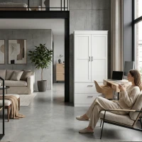 Szafka kuchenna, wysoka, regulowane półki, 2 szuflady, kremowa(m-12)