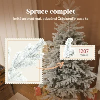 HOMCOM Pom de Crăciun Înzăpezit Înalt 180 cm cu Ramuri Realistice și Bază Metalică Pliabilă(m-5)