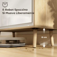 HOMCOM Credenza Moderna a 2 Ante con Ripiano Regolabile, 72x35x77 cm, Bianco Lucido e Rovere(m-7)