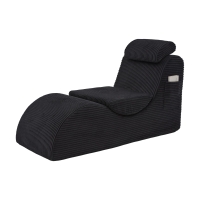 Moderner Freizeit-Sessel mit ergonomischer Rückenlehne, abnehmbarem Sitzkissen und Seitentasche, 160 x 66 x 90 cm, Schwarz