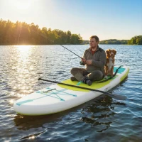 Outsunny Placă SUP Gonflabilă 320 cm, cu Suprafață Antiderapantă Vâslă din Aluminiu Reglabilă Aripioară Pompă și Rucsac(m-5)