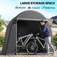Outsunny 8 x 4 ft Garden Storage Tent, Waterproof Bike Tent with Roll-up Zipper Door and Galvanised Metal Frame, Dark Grey(m-5)