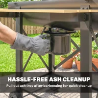 Outsunny Tragbarer mobiler Holzkohlegrill mit klappbaren Ablagen Thermometer Deckel verstellbare Lüftungen 109x71x98 cm Schwarz(m-4)