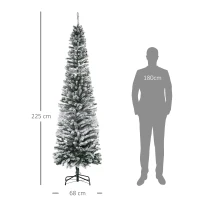 HOMCOM Albero di Natale Innevato in PP Verde con 738 Rami Ignifughi e Base in Acciaio Inox, Ø68x225 cm(m-3)