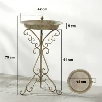 Outsunny Vogelbad met Vogeldecoratie en Decoratieve Voet, Vintage Tuin Vogelbad Schaal met Sokkel, Groen(m-3)