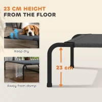 PawHut Podwyższone łóżko dla psa na zewnątrz, łóżko dla dużych psów, z siatką do prania, stalowa rama, 152 x 94 x 23 cm, Szare(m-4)