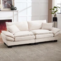 Modernes 2-Sitzer-Stoffsofa, für Wohnzimmer/Schlafzimmer/Büro, 224 x 81 x 81 cm, Beige(m-2)