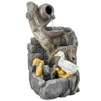 Outsunny 5-Tier Outdoor Waterfall Fountain, Freestanding Self-Contained Cascading Water Feature Garden Landscape(m-1)
