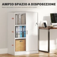 Vinsetto Armadietto da Ufficio a 3 Ripiani con 2 Chiavi di Sicurezza, in Truciolato, 80x40x120 cm, Bianco(m-4)