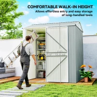 Outsunny Metalowy Domek Ogrodowy 3,5 m², Wysoki Zamykany Schowek z Pochyłym Dachem, Wentylacją i Rękawicami, 209 x 177 x 236 cm(m-4)
