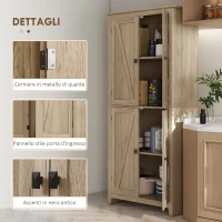 HOMCOM Mobile Cucina a 4 Ante con Mensole Regolabili e Base Rialzata in Legno 80x40x182cm(m-7)
