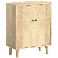 HOMCOM Mobile Multiuso Stile Vintage in Legno con Due Ripiani interni, 60x30x76cm(m-1)