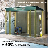 Outsunny Capanno Porta Attrezzi con 2 Prese d'Aria e Chiavistello, in Acciaio, 249x121x183 cm, Verde(m-5)
