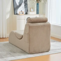 Moderner Freizeit-Sessel mit ergonomischer Rückenlehne, abnehmbarem Sitzkissen und Seitentasche, 160 x 66 x 90 cm, Khaki(m-6)