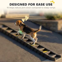 PawHut Dog Car Ramp with Anti-Slip Steps, 10-Steps Pet Stairs for Pets to Access Cars and High Beds, Black(m-4)