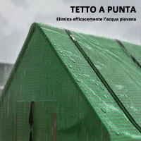 Outsunny Serra Piccola con 2 Finestrelle Laterali e Finestra Centrale, in Acciaio, PE e PP, 240x90x90 cm, Verde(m-8)