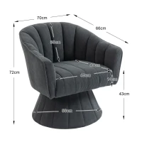 360°-Drehstuhl mit ergonomischer, umschließender Rücken- und Armlehne, 70 x 66 x 72 cm, Dunkelgrau(m-3)