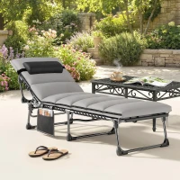 Outsunny Draagbare ligstoel met 5-voudig verstelbare rugleuning, gewatteerd matras en hoofdsteun(m-2)