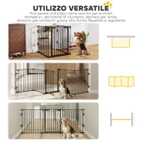 PawHut Cancellino per Cani Taglia Piccola e Media Pieghevole a 5 Pannelli, in Metallo e Plastica, 300x3x74.5 cm, Nero(m-4)