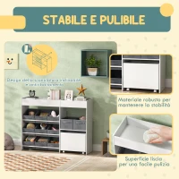 AIYAPLAY Mobile Portagiochi per Bambini con 11 Cestini in Tessuto, Armadietto e Ripiani, 105x30x80 cm, Bianco(m-5)