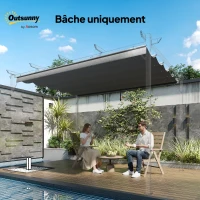 Outsunny Toile de toit pour pergola tonnelle rétractable de 4 x 3 m - toile uniquement 350 x 260 cm gris clair(m-10)