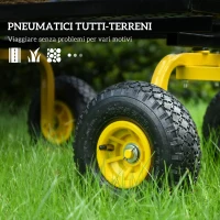 Outsunny Carrello da Giardino in Acciaio con Capacità 150 kg e Maniglia Rivestita, 94x48.5x100 cm, Giallo e Nero(m-5)