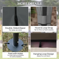 Outsunny 3 x 3(m) Patio Gazebo Canopy Garden Pavilion Tent Shelter Marquee with 2 Tier Roof, Netting and Curtains, Light Grey(m-4)