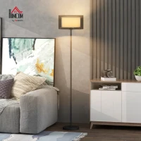 HOMCOM Lampada da Terra Moderna con Doppio Paralume e Interruttore a Pedale, Ø33 x 152.5 cm, Nero(m-2)