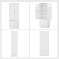 HOMCOM Szafka kuchenna Bufet z 2 drzwiami, 8 półkami drzwiowymi, 2 szufladami, Wysoki szafka z regulowanymi półkami, Nowoczesny schowek na zapasy do salonu, Biały, 60 x 40 x 159 cm(m-17)