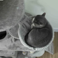 PawHut 170 cm Large Cat Tree, Cat Tower with 7 Scratching Posts, 2 Condos, Hammock,  Light Grey(m-11)
