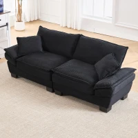 Modernes 2-Sitzer-Stoffsofa, für Wohnzimmer/Schlafzimmer/Büro, 224 x 81 x 81 cm, Schwarz(m-5)