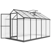 Outsunny Serre de jardin en aluminium polycarbonate, serre avec fenêtres supérieures réglables 303x183x195cm transparent(m-11)