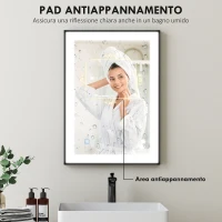 HOMCOM Specchio da Bagno Illuminato a LED con Colore e Temperatura Regolabile e Cornice in Alluminio, 70x3x50 cm, Nero(m-5)